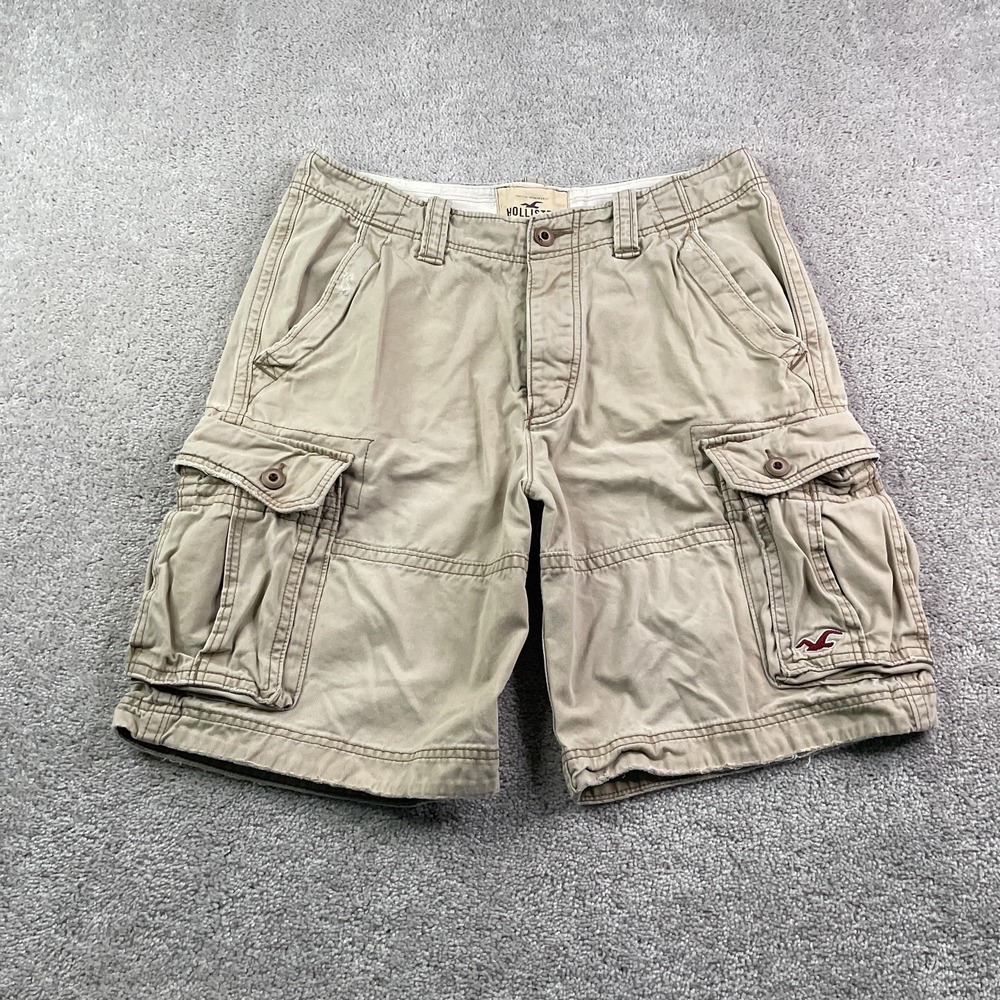 Vintage Hollister Shorts Mens 31 Khaki Cargo Baggy Skater Surfer‎ Button Fly Y2K